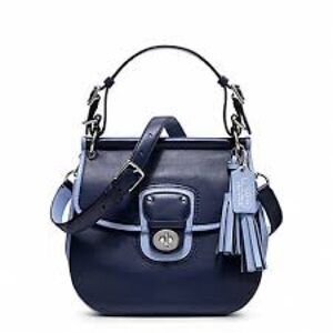 Coach Willis Legacy 2 tone blue leather crossbody bag